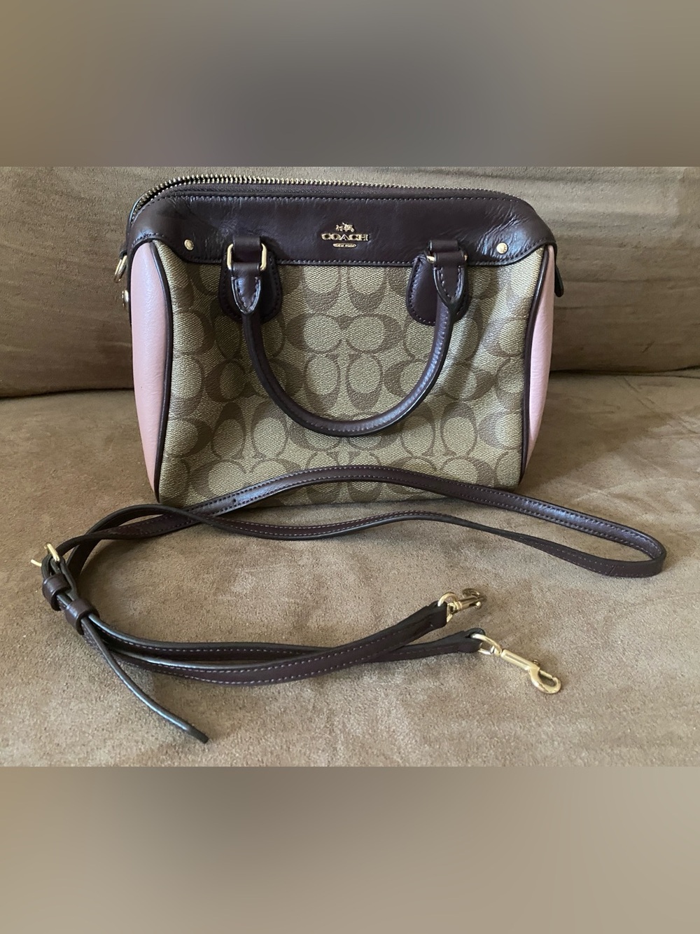 Coach Signature coated canvas Mini Bennett Satchel HTF with crossbody strap